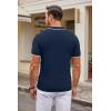 imageCOOFANDY Mens Knit Polo Shirts Casual Short Sleeve Button Down Polo Shirt Classic Golf ShirtsNavy Blue White Striped