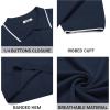 imageCOOFANDY Mens Knit Polo Shirts Casual Short Sleeve Button Down Polo Shirt Classic Golf ShirtsNavy Blue White Striped