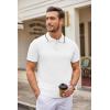 imageCOOFANDY Mens Knit Polo Shirts Casual Short Sleeve Button Down Polo Shirt Classic Golf ShirtsWhite Black Striped