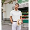 imageCOOFANDY Mens Knit Polo Shirts Casual Short Sleeve Button Down Polo Shirt Classic Golf ShirtsWhite Black Striped