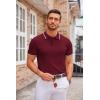 imageCOOFANDY Mens Knit Polo Shirts Casual Short Sleeve Button Down Polo Shirt Classic Golf ShirtsWine Red White Striped
