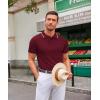 imageCOOFANDY Mens Knit Polo Shirts Casual Short Sleeve Button Down Polo Shirt Classic Golf ShirtsWine Red White Striped