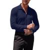 imageCOOFANDY Mens Muscle Fit Dress Shirts WrinkleFree Long Sleeve Casual Button Down ShirtsDeep Blue