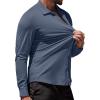 imageCOOFANDY Mens Muscle Fit Dress Shirts WrinkleFree Long Sleeve Casual Button Down ShirtsDenim Blue