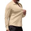 imageCOOFANDY Mens Muscle Fit Dress Shirts WrinkleFree Long Sleeve Casual Button Down ShirtsLight Khaki