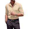 imageCOOFANDY Mens Muscle Fit Dress Shirts WrinkleFree Long Sleeve Casual Button Down ShirtsLight Khaki