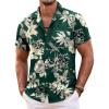 imageCOOFANDY Mens Hawaiian Shirt Short Sleeve Floral Button Down Shirts Tropical Summer Beach Shirts Camp Collar ShirtGreen Palm Tree