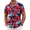 imageCOOFANDY Mens Hawaiian Shirt Short Sleeve Floral Button Down Shirts Tropical Summer Beach Shirts Camp Collar ShirtNavyfloral