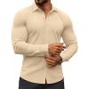 imageCOOFANDY Mens Muscle Fit Dress Shirts WrinkleFree Long Sleeve Casual Button Down ShirtsLight Khaki