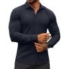 imageCOOFANDY Mens Muscle Fit Dress Shirts WrinkleFree Long Sleeve Casual Button Down ShirtsNavy Blue