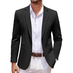 imageCOOFANDY Mens Casual Knit Blazer Two Button Lightweight Sport Coats Suit JacketBlack