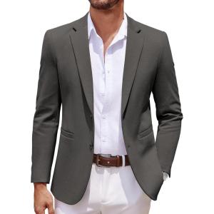 imageCOOFANDY Mens Casual Knit Blazer Two Button Lightweight Sport Coats Suit JacketDark Grey