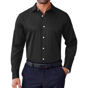imageCOOFANDY Mens Dress Shirt Long Sleeve Wrinkle Free Formal Shirts Business Casual Button Down ShirtsBlack
