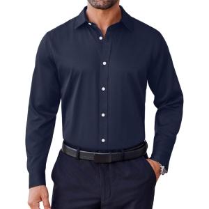 imageCOOFANDY Mens Dress Shirt Long Sleeve Wrinkle Free Formal Shirts Business Casual Button Down ShirtsDark Blue
