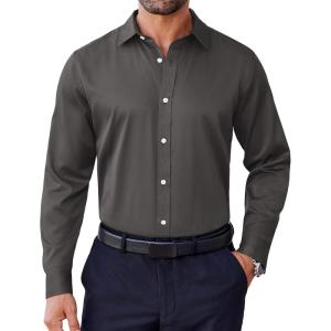 imageCOOFANDY Mens Dress Shirt Long Sleeve Wrinkle Free Formal Shirts Business Casual Button Down ShirtsDark Grey