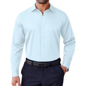 imageCOOFANDY Mens Dress Shirt Long Sleeve Wrinkle Free Formal Shirts Business Casual Button Down ShirtsLight Blue