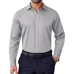 imageCOOFANDY Mens Dress Shirt Long Sleeve Wrinkle Free Formal Shirts Business Casual Button Down ShirtsLight Grey