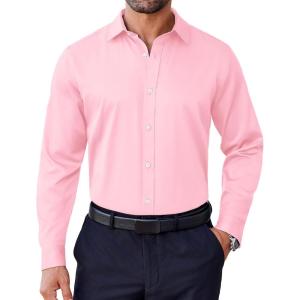 imageCOOFANDY Mens Dress Shirt Long Sleeve Wrinkle Free Formal Shirts Business Casual Button Down ShirtsLight Pink