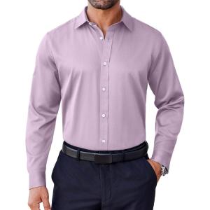 imageCOOFANDY Mens Dress Shirt Long Sleeve Wrinkle Free Formal Shirts Business Casual Button Down ShirtsLight Purple