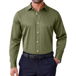 imageCOOFANDY Mens Dress Shirt Long Sleeve Wrinkle Free Formal Shirts Business Casual Button Down ShirtsOlive Green