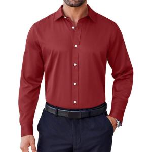 imageCOOFANDY Mens Dress Shirt Long Sleeve Wrinkle Free Formal Shirts Business Casual Button Down ShirtsWine Red
