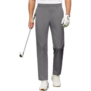 imageCOOFANDY Mens Golf Pants Stretch Work Dress Pants Quick Dry Lightweight Pants Casual Slim Fit Slacks with PocketsDark Gery