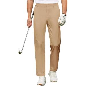 imageCOOFANDY Mens Golf Pants Stretch Work Dress Pants Quick Dry Lightweight Pants Casual Slim Fit Slacks with PocketsKhaki