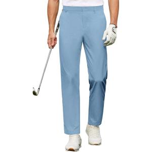 imageCOOFANDY Mens Golf Pants Stretch Work Dress Pants Quick Dry Lightweight Pants Casual Slim Fit Slacks with PocketsLight Blue