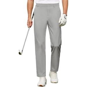 imageCOOFANDY Mens Golf Pants Stretch Work Dress Pants Quick Dry Lightweight Pants Casual Slim Fit Slacks with PocketsLight Grey