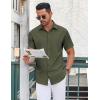imageCOOFANDY Mens Casual Button Down Shirt Short Sleeve Wrinkle Free Dress Shirt Beach Summer Wedding ShirtArmy Green