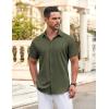 imageCOOFANDY Mens Casual Button Down Shirt Short Sleeve Wrinkle Free Dress Shirt Beach Summer Wedding ShirtArmy Green