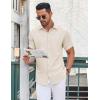 imageCOOFANDY Mens Casual Button Down Shirt Short Sleeve Wrinkle Free Dress Shirt Beach Summer Wedding ShirtBeige