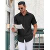 imageCOOFANDY Mens Casual Button Down Shirt Short Sleeve Wrinkle Free Dress Shirt Beach Summer Wedding ShirtBlack