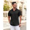 imageCOOFANDY Mens Casual Button Down Shirt Short Sleeve Wrinkle Free Dress Shirt Beach Summer Wedding ShirtBlack