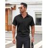 imageCOOFANDY Mens Casual Button Down Shirt Short Sleeve Wrinkle Free Dress Shirt Beach Summer Wedding ShirtBlack