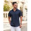imageCOOFANDY Mens Casual Button Down Shirt Short Sleeve Wrinkle Free Dress Shirt Beach Summer Wedding ShirtDark Blue
