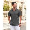 imageCOOFANDY Mens Casual Button Down Shirt Short Sleeve Wrinkle Free Dress Shirt Beach Summer Wedding ShirtDark Grey
