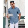 imageCOOFANDY Mens Casual Button Down Shirt Short Sleeve Wrinkle Free Dress Shirt Beach Summer Wedding ShirtGrey Blue
