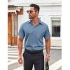 imageCOOFANDY Mens Casual Button Down Shirt Short Sleeve Wrinkle Free Dress Shirt Beach Summer Wedding ShirtGrey Blue