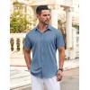 imageCOOFANDY Mens Casual Button Down Shirt Short Sleeve Wrinkle Free Dress Shirt Beach Summer Wedding ShirtGrey Blue