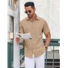 imageCOOFANDY Mens Casual Button Down Shirt Short Sleeve Wrinkle Free Dress Shirt Beach Summer Wedding ShirtKhaki