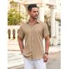 imageCOOFANDY Mens Casual Button Down Shirt Short Sleeve Wrinkle Free Dress Shirt Beach Summer Wedding ShirtKhaki