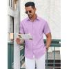 imageCOOFANDY Mens Casual Button Down Shirt Short Sleeve Wrinkle Free Dress Shirt Beach Summer Wedding ShirtLavender