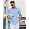 imageCOOFANDY Mens Casual Button Down Shirt Short Sleeve Wrinkle Free Dress Shirt Beach Summer Wedding ShirtLight Blue
