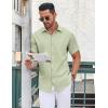 imageCOOFANDY Mens Casual Button Down Shirt Short Sleeve Wrinkle Free Dress Shirt Beach Summer Wedding ShirtLight Green