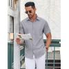 imageCOOFANDY Mens Casual Button Down Shirt Short Sleeve Wrinkle Free Dress Shirt Beach Summer Wedding ShirtLight Grey