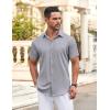 imageCOOFANDY Mens Casual Button Down Shirt Short Sleeve Wrinkle Free Dress Shirt Beach Summer Wedding ShirtLight Grey