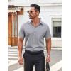 imageCOOFANDY Mens Casual Button Down Shirt Short Sleeve Wrinkle Free Dress Shirt Beach Summer Wedding ShirtLight Grey