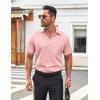 imageCOOFANDY Mens Casual Button Down Shirt Short Sleeve Wrinkle Free Dress Shirt Beach Summer Wedding ShirtLight Pink