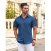 imageCOOFANDY Mens Casual Button Down Shirt Short Sleeve Wrinkle Free Dress Shirt Beach Summer Wedding ShirtNavy Blue
